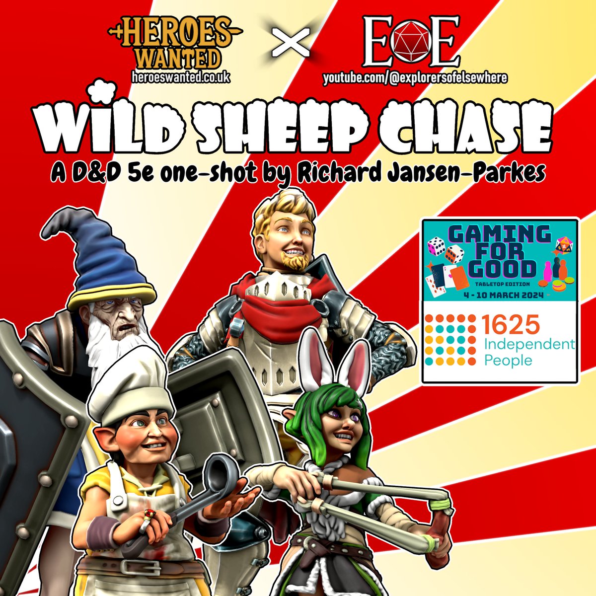 EoElsewhere's tweet image. We break from our normal game to present WILD SHEEP CHASE, the 5e D&amp;amp;D one-shot we ran for the #GamingForGood #charity livestream for @1625ip, joined by Rob @ Heroes Wanted UK!

Catch the Part 1/3 on the EoE YT page (link in bio!)

#ttrpg #ttrpgcommunity #selfpromosaturday #dnd5e