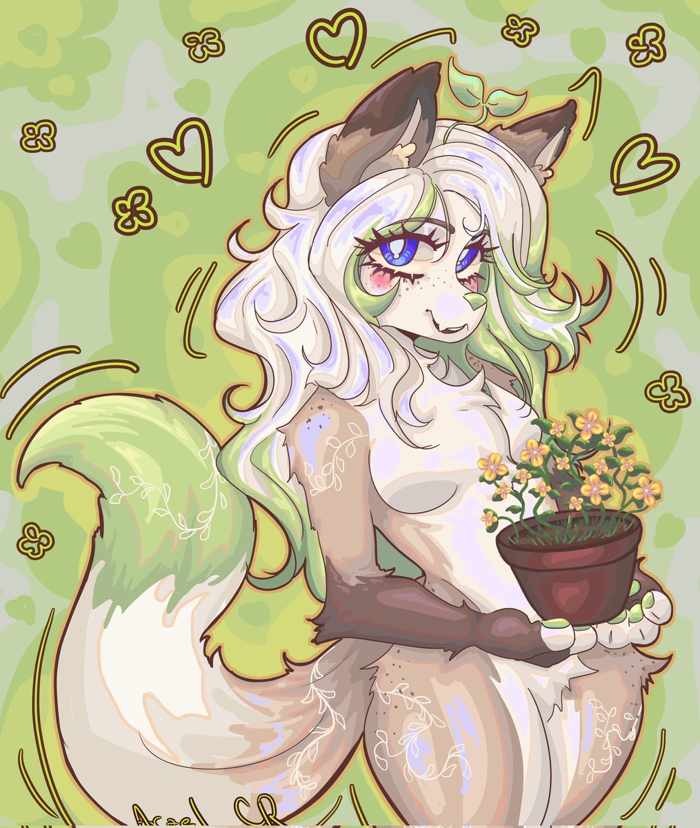OldeNightmare's tweet image. Comm terminada recién! Ame el diseño del prsnje 💚🌿

#commisionart #commis #furry