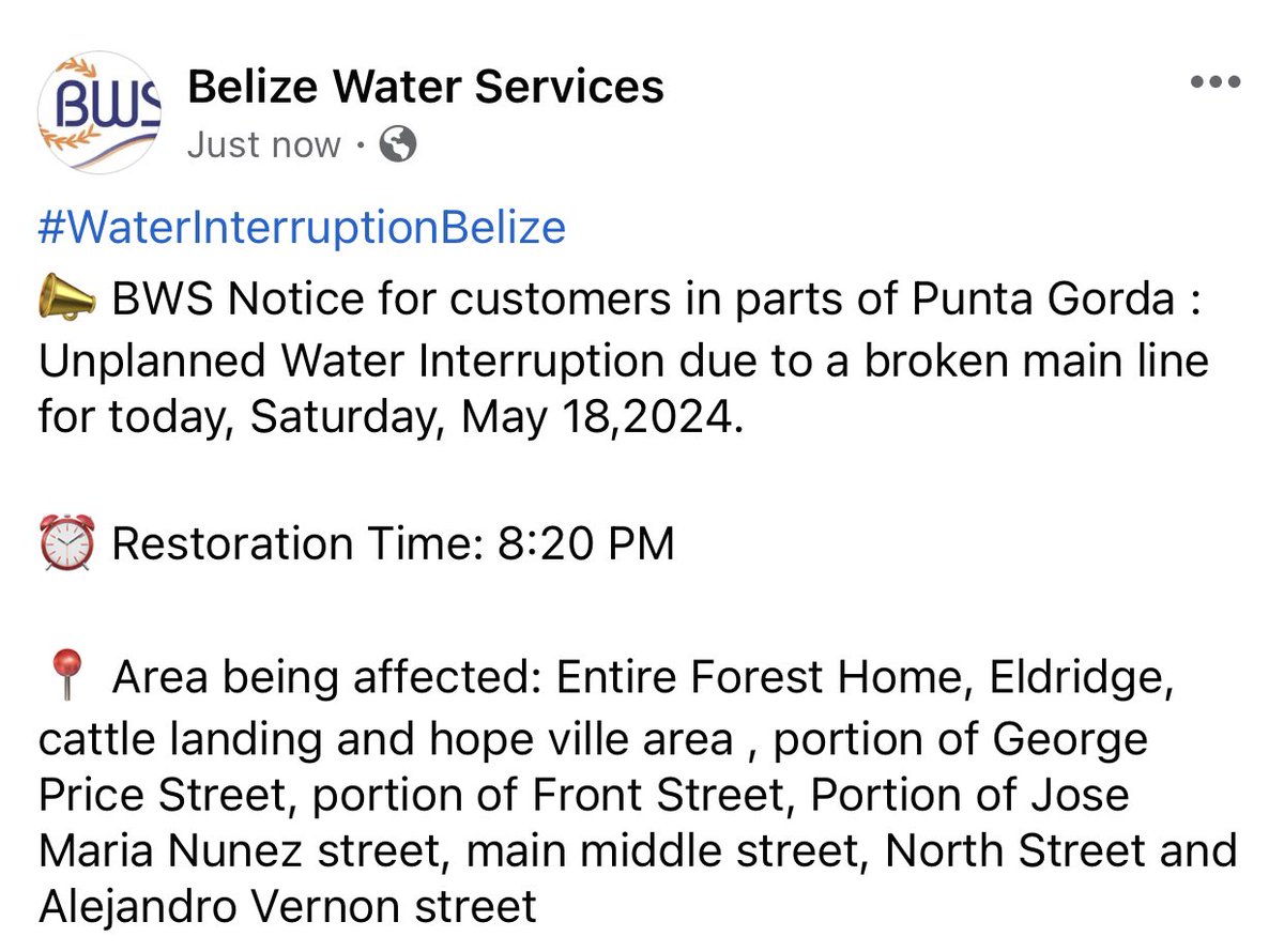 Belize Water Services tweet media