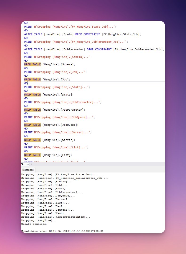 Lazım oldu. Hangfire Tablolarini Database'den Silecek ve Resetleyecek Sql Queryler asagidaki Gist'dedir🌻 gist.github.com/borakasmer/eb0…