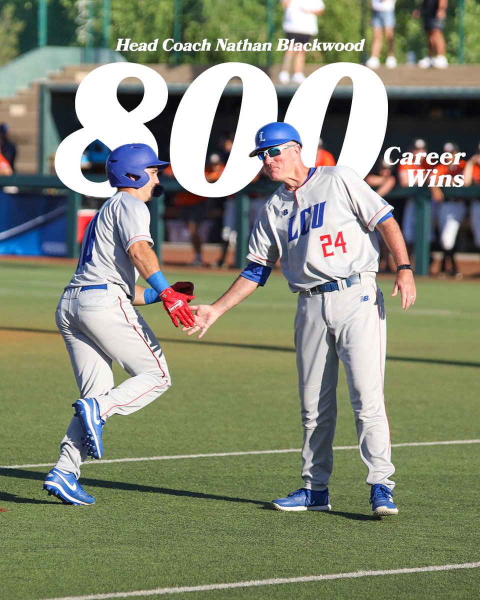 LCU_Baseball's tweet image. 8️⃣0️⃣0️⃣ career wins for Coach Blackwood!