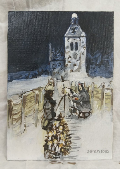 #AdolfHitler painting the church at #Messines
>Beautiful signed rare painting
>a British artist who has exhibited at the Royal Academy, London!
#ww1 #Somme  #ypres #Christmastruce #snow #winter #art #artist #rare #landscape #barbedwire #Christmastree etsy.com/uk/listing/908…
