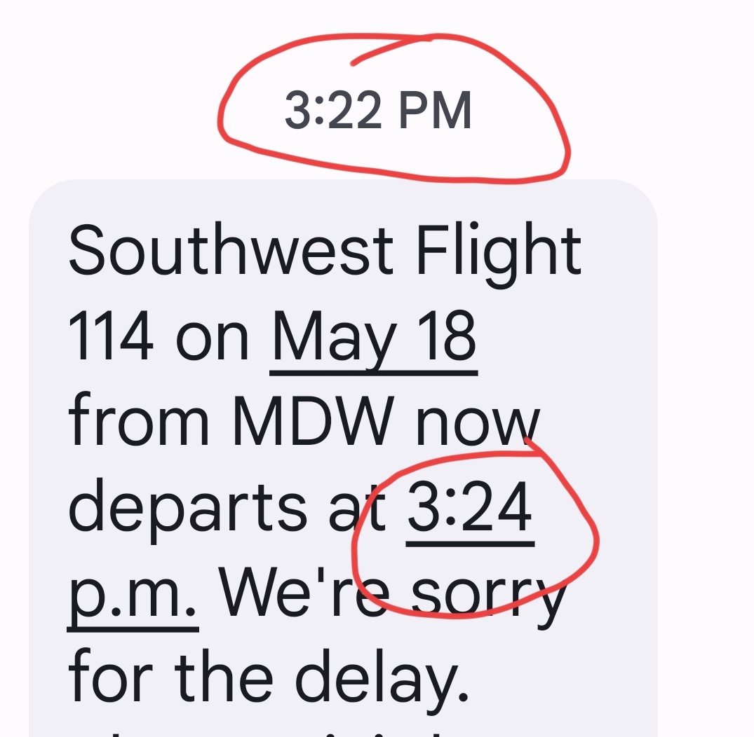Weeee, the flight was delayed until 4:40, then it wasn't! Southwest gave me a two-minute heads-up for my new flight time.  I sprinted to the gate like it’s the Olympics! 🏃‍♂️✈️ #LastMinuteMadness #FlyingSouthwest