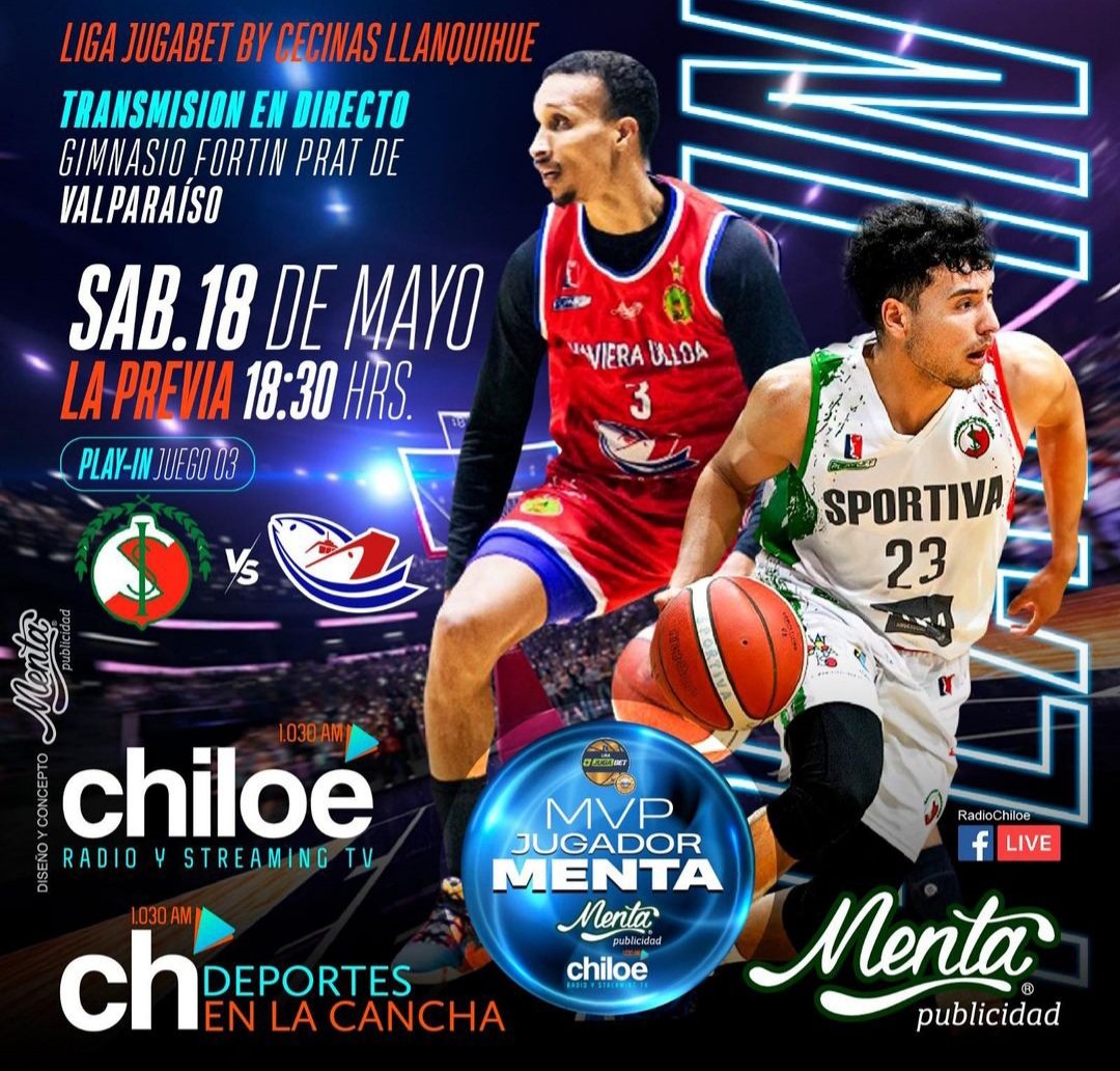 Estamos a poco tiempo de comenzar el juego 3 de los Play In de Liga Nacional de basquetbol en el gimnasio Fortín Prat de Valparaiso entre Sportiva Italiana vs Naviera Ulloa Castro por @chiloedeportes 18.30 hrs, la previa. @mentapublicidad @navieraulloa