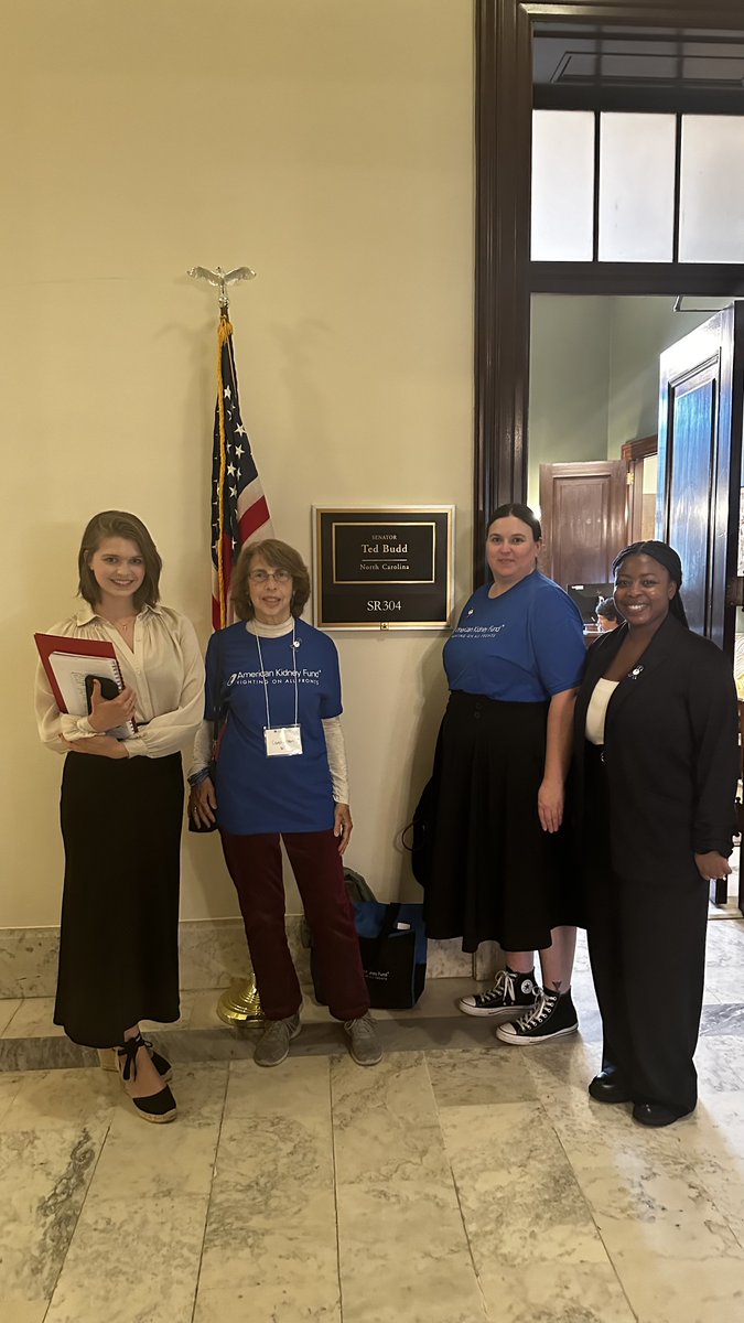 Many thanks to Natalia Brama in @SenTedBuddNC legislative office for meeting with us this week to talk about protecting #livingdonors and helping #kidney patients. #2024KidneyActionSummit @AKF_Advocacy #KidneyAction
