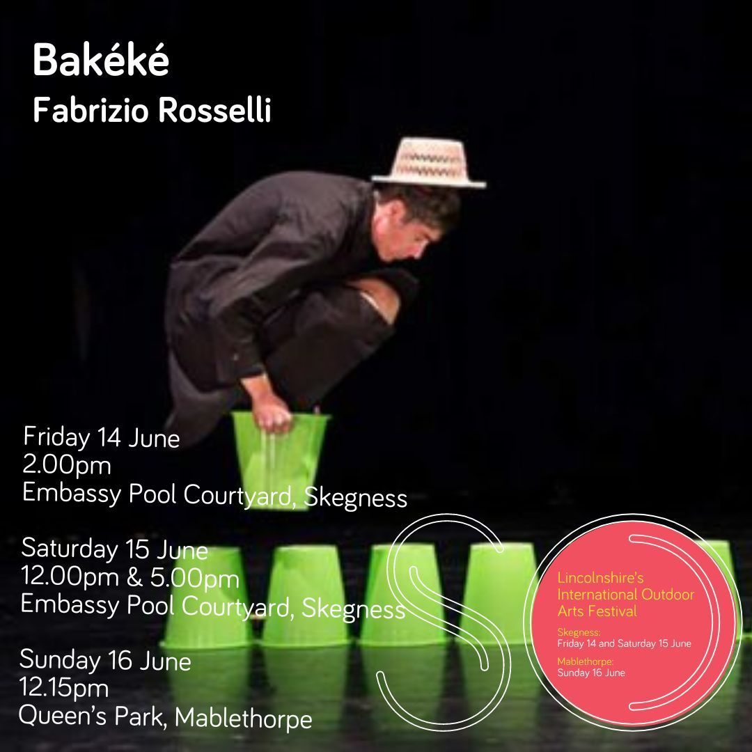Our second act to announce is... Bakéké by Fabrizio Rosselli Visit the SO Festival website for information about the full programme buff.ly/44L9PIi #sofestival #skegness #mablethorpe #festival