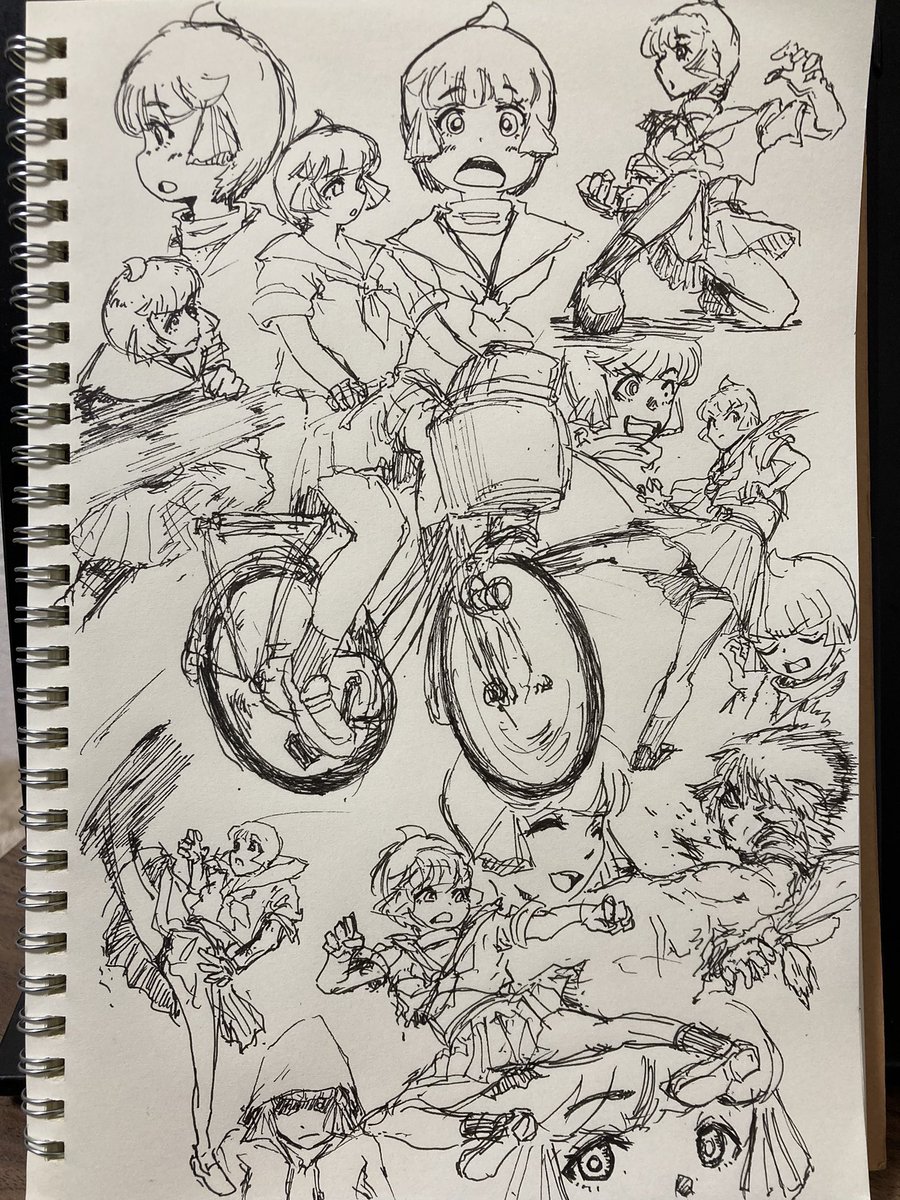 ぐんもー😊
今日もおはようイラスト😁

ミサトちゃん、アクション練習😆
何が難しいって自転車ですねー😅
がんばって描き慣れるまでがんばろう💪

#絵描きさんと繋がりたい 
#イラスト 