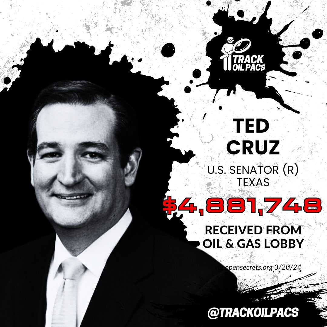 @SenTedCruz @tedcruz @houmayor Ted Cruz is only good at two things: a) Flying away to Cancún during a moment of crisis b) Accepting millions of $ from oil and gas industry He doesn’t care about protecting his constituents from climate disasters but only his political career💰