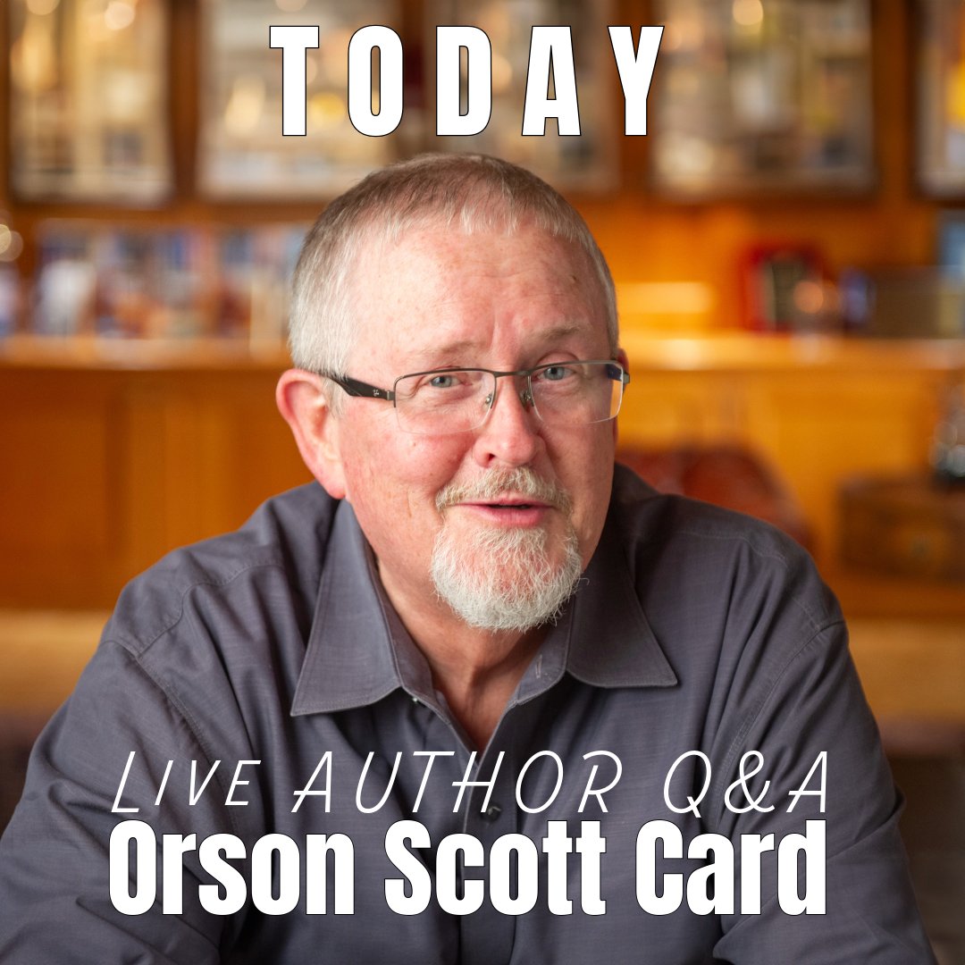 JOIN US TODAY to #WritersOfTheFuture judge, author of #EndersGame, #OrsonScottCard's 2-hour-long live Zoom Q&A on writing starting 6:00 PM Pacific Time to 9:00 PM Eastern Time. Sign up at bit.ly/LIVEmay18

#WOTF40 #writingcommunity #writingworkshop #SubmitYourStory