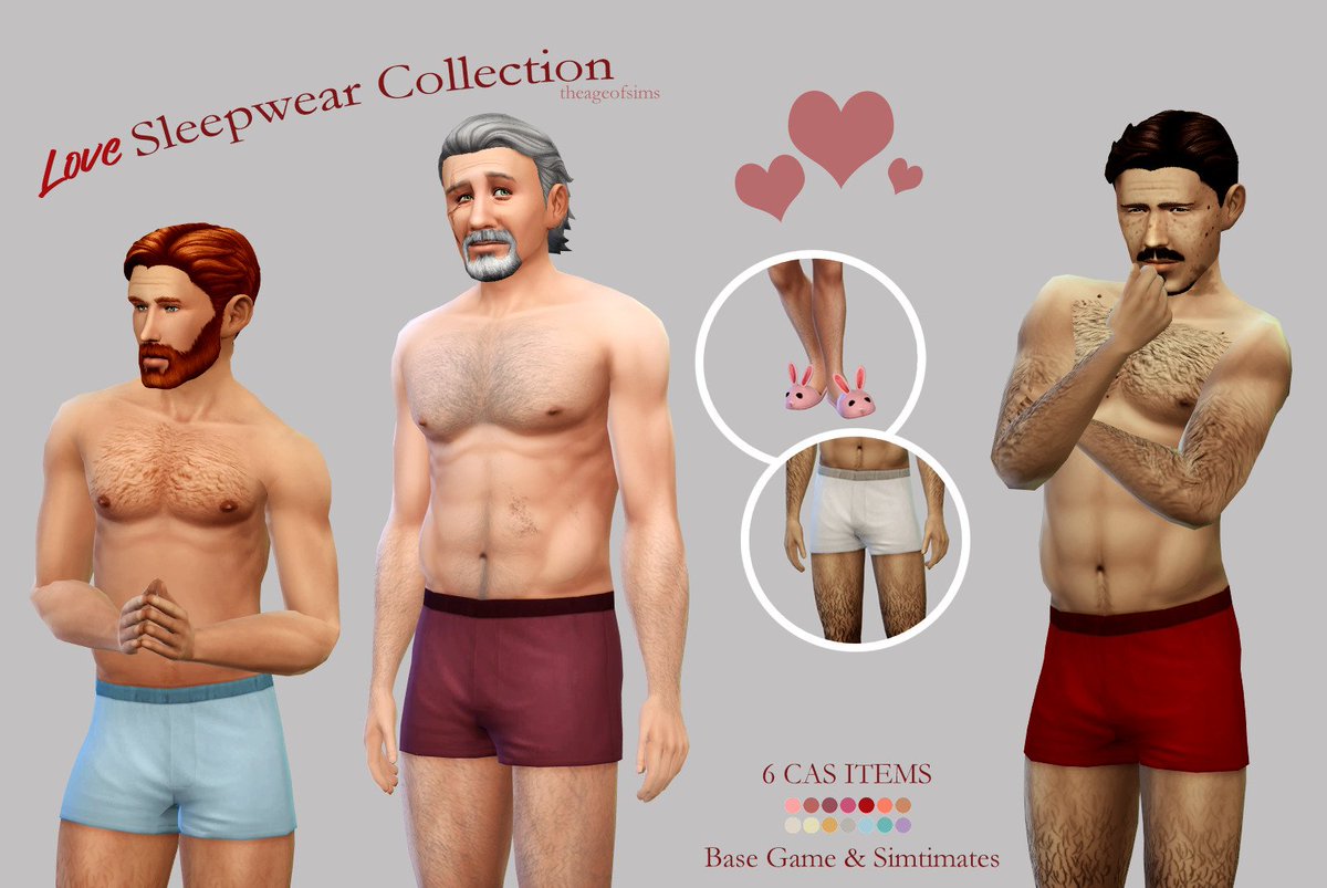 More for your dude Sims. I've got a total of 5 Sleepwear/Undies sets for them (so far?). You can grab these simple things from CurseForge or Sims File Share (links in reply section)
#Sims4 #Sims4cc #TheSims