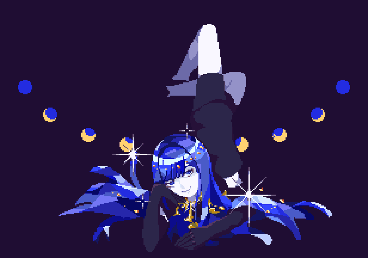 akaakiaoi's tweet photo. #pixel_art ＃宝石の国 沉重的宝石不能起舞，而月却无盈亏 https://t.co/eZFRDHglbl