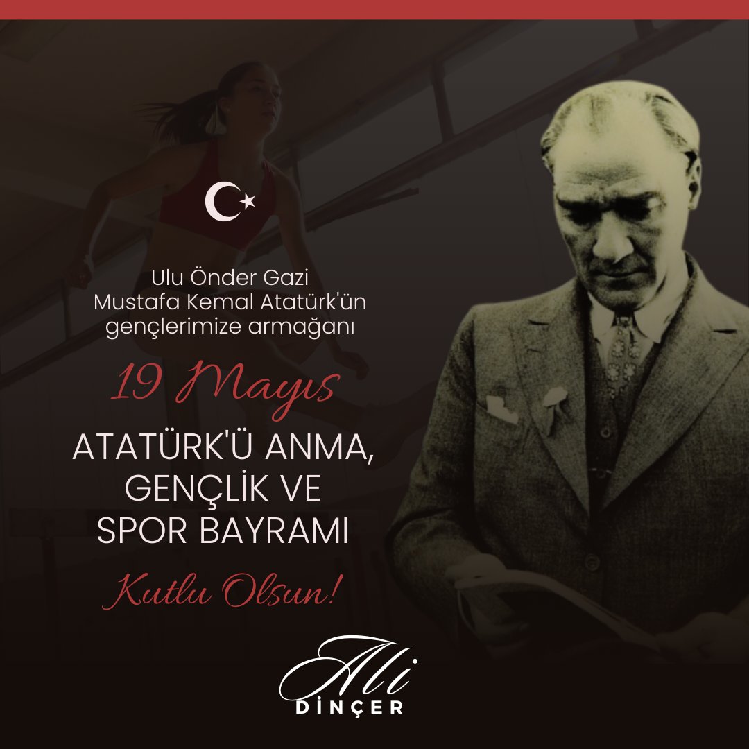 Ulu Önder Gazi Mustafa Kemal Atatürk'ün Gençlerimize Armağanı 19 Mayıs Atatürk'ü Anma, Gençlik ve Spor Bayramı Kutlu Olsun.