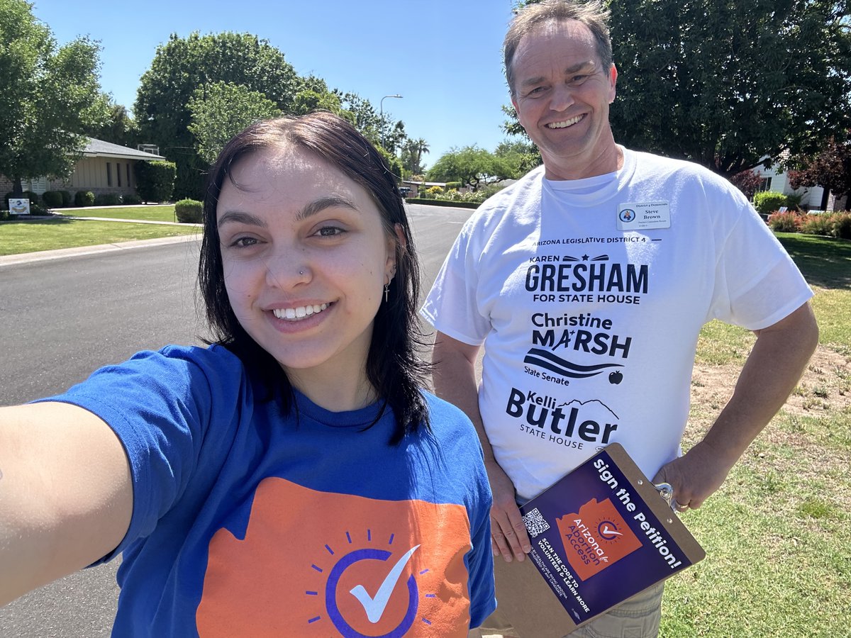 Knocking doors today for @AZLD4Dems and @azforaccess with my favorite canvassing buddy @katiebrown_26