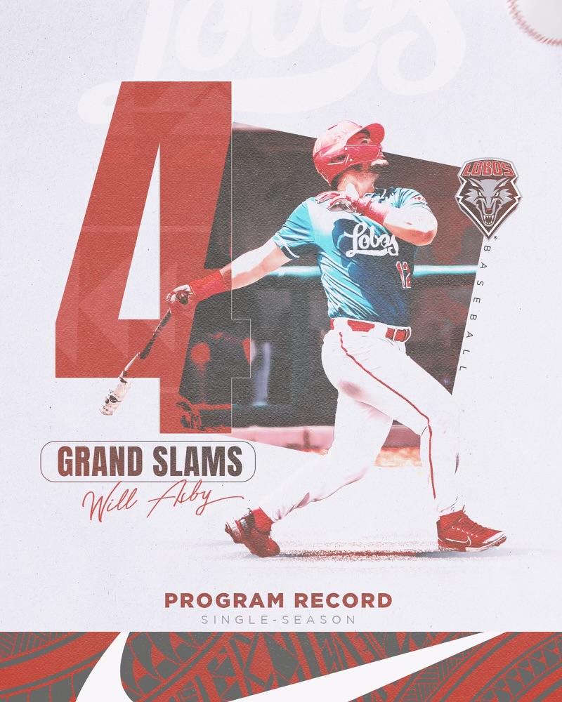 Add it to the Record Book: Will Asby is the first Lobo in program history to hit 4⃣ Grand Slams in the same season! #GoLobos