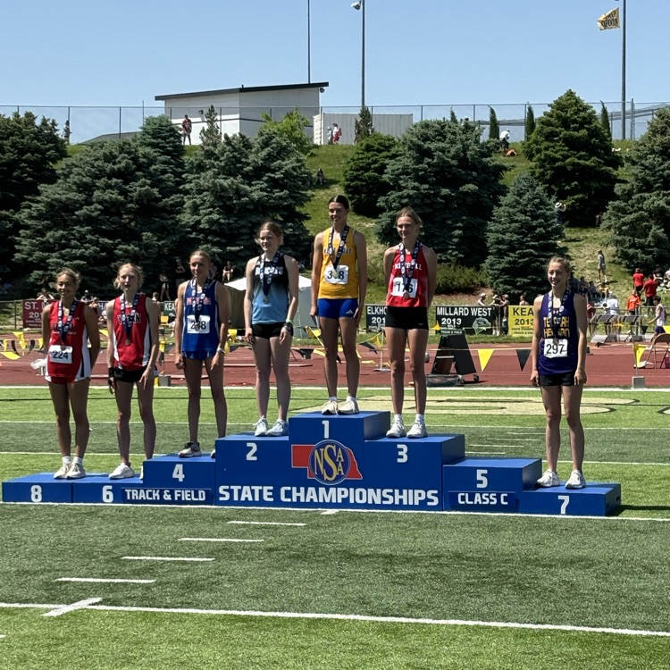 Sophomore Emily Stansberry is headed back to town with some hardware! 🏅Congratulations to Emily for jumping 5'1 and placing 7th in the high jump at the Class C State Track &amp; Field Championships!