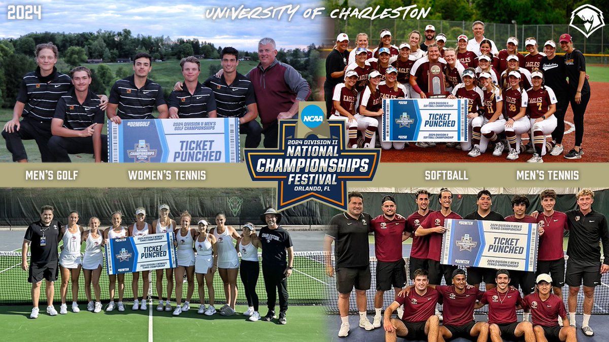 🦅The NCAA DII Spring National Championship Festival gets underway tomorrow and the University of Charleston is the only institution with FOUR sports competing 👀 Good luck to all of our teams and happy Festival 🥳 #WingsUp