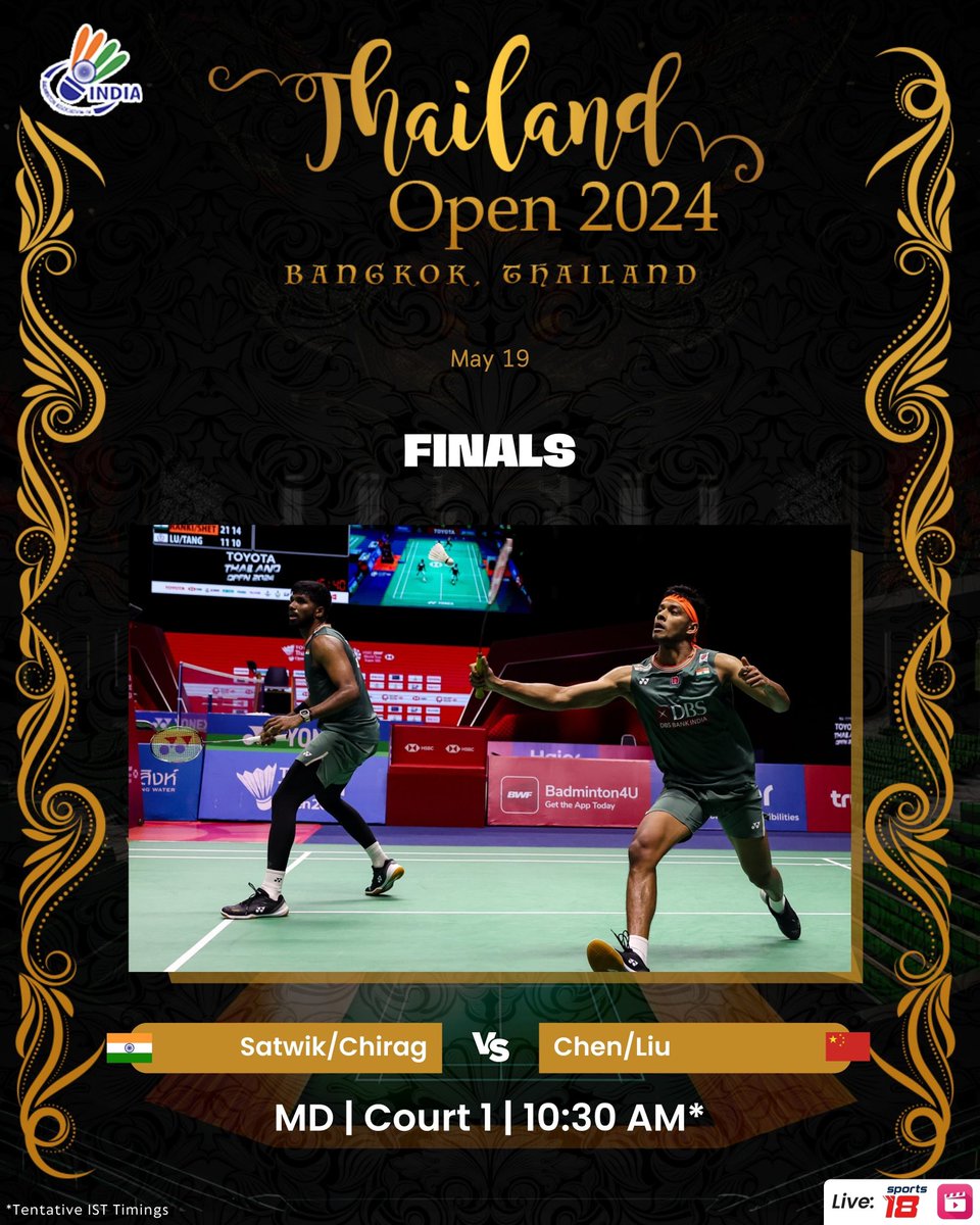 THE GRAND FINALE 🎬 All the best boys 💪 📸: @badmintonphoto #ThailandOpen2024 #IndiaontheRise #Badminton