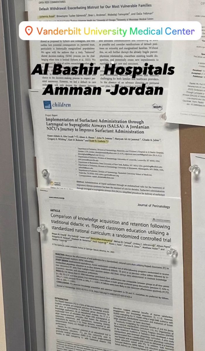 Visited the Vanderbilt NICU in Nashville today and the one in Jackson yesterday. Had a great visit and surprised to see our paper on Surfactant administration through laryngeal or supraglottic airways (SALSA)  from Al Bashir on display.