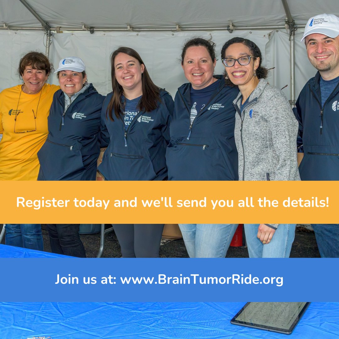 The National Brain Tumor Ride is tomorrow! You still have time to sign up today for our in-person ride in Waltham, MA, or a virtual ride from anywhere to advance our mission to conquer #braintumors — once and for all. 

Register now: braintumor.org/event/national…