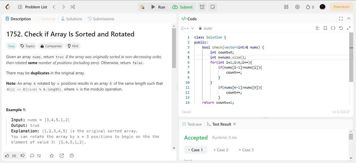 AyushRathaur8's tweet image. Day 8 of solving Leetcode/Coding Ninja&apos;s problemb:-          #LeetCode #CodingNinja #75daysCodingChallenge