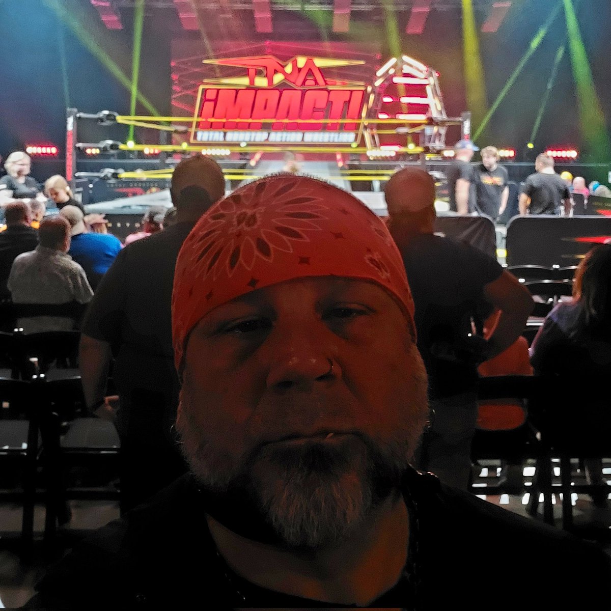 SatMay18 5:46p Inside #MegacorePavilion @ThisIsTNA #ThumbsUp #ThumbsDown #WeBelieve #juggernaut #WantedMan #Decay  #Wrestletrip #IowaToOhioXI #ForOURByOUR #ICRevolverCrew #WithGinseng #OnTheRoadAgain