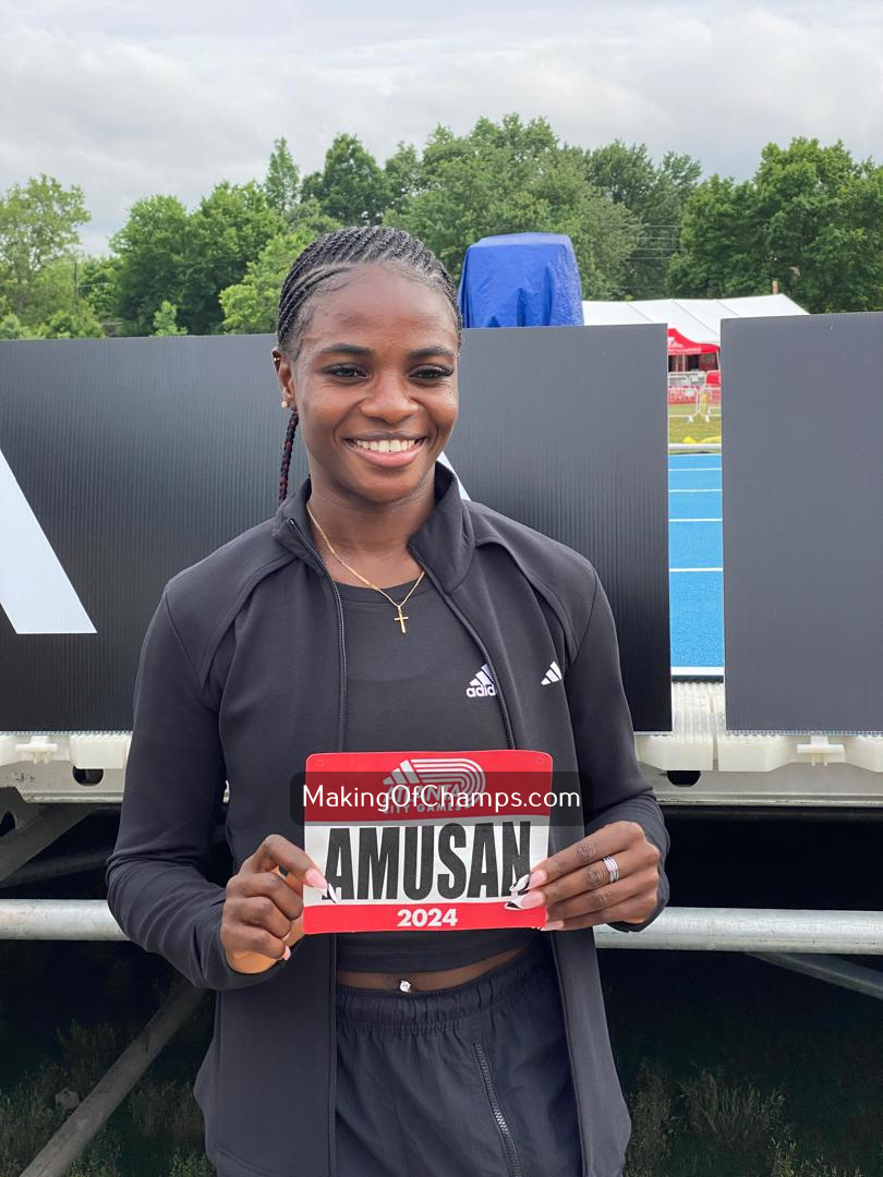 Through to the final! 🙌 Tobi Amusan ran the fastest time in the two 100m Hurdles heats at the Atlanta City Games, clocking 12.64s (-1.3) to win heat 2 and booking her spot in the final. Tobi Express will square up against Kendra Harrison who won heat 1 in a time of 12.69s.