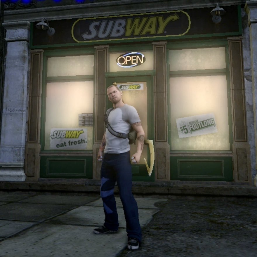 I consider Infamous 2 a retro game solely for the fact that it has ads for the now extinct $5 footlong at Subway