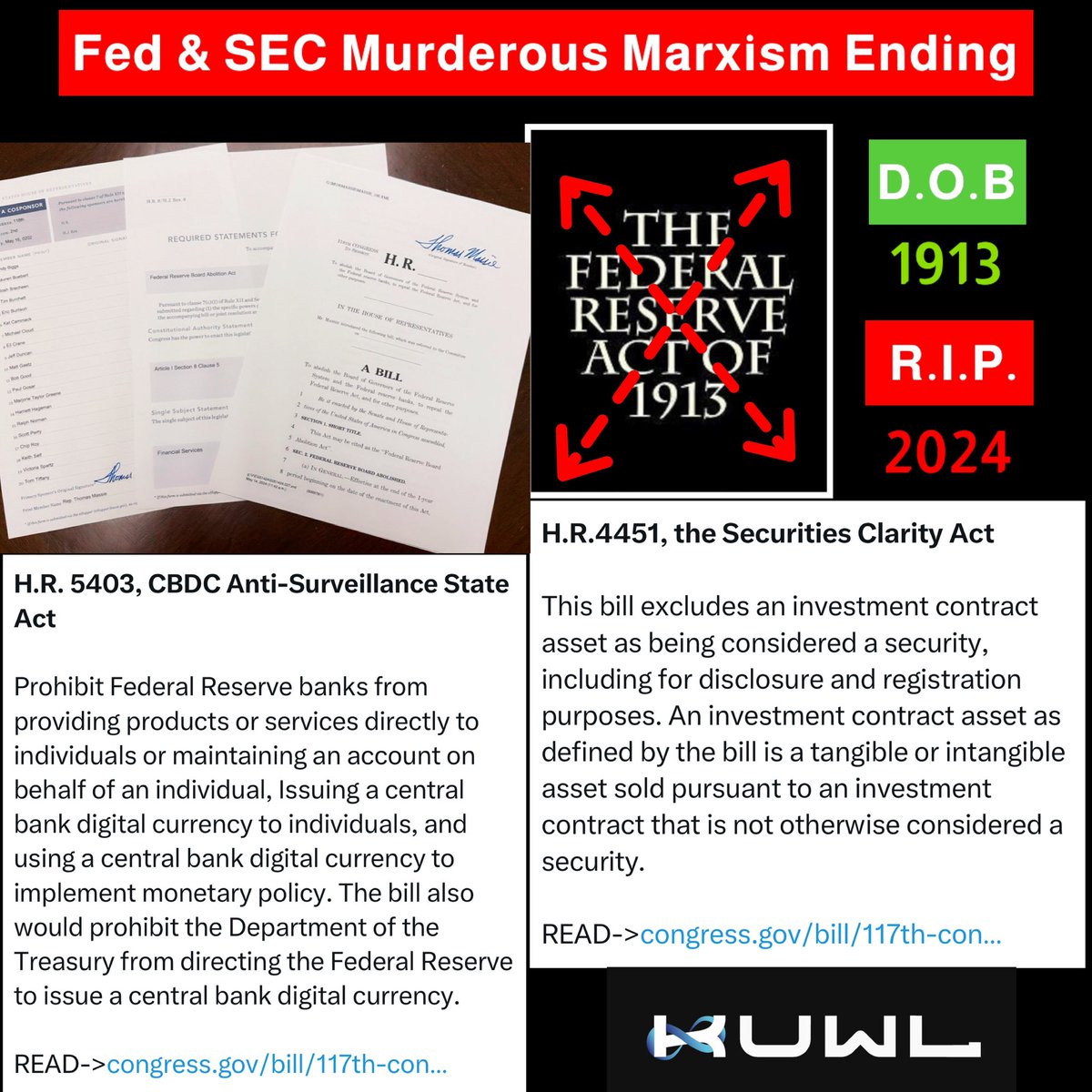 Between the lines, behind the curtains, in plain sight, within active Executive Orders and under the Highest Lawful Authority in America - the Uniform Code of Military Justice (#UCMJ)- the @federalreserve and it’s godless offspring, the @SECGov, have been ordered eliminated and