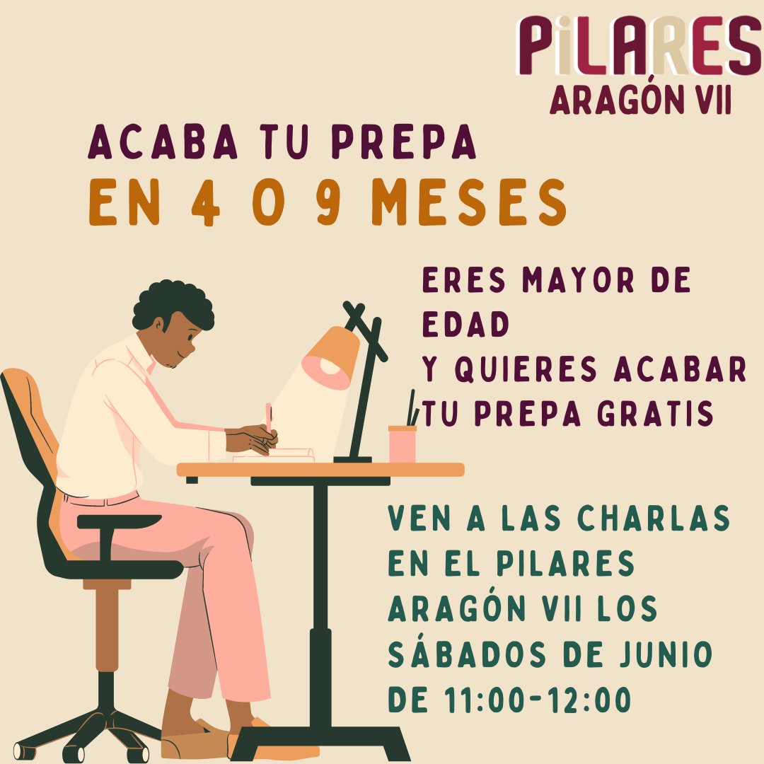 PILARESAVII's tweet photo. Eres mayor de edad y estás interesado en acabar tu educación media superior. Te invitamos a las charlas que tendremos en el mes de Junio, para explicar cómo funciona el modelo.
Todos los sábados de 11:00-12:00 hrs.
#AcercateAPILARES Aragón VII.
https://t.co/iqrSSSVUAm https://t.co/qPtUpRUB4F