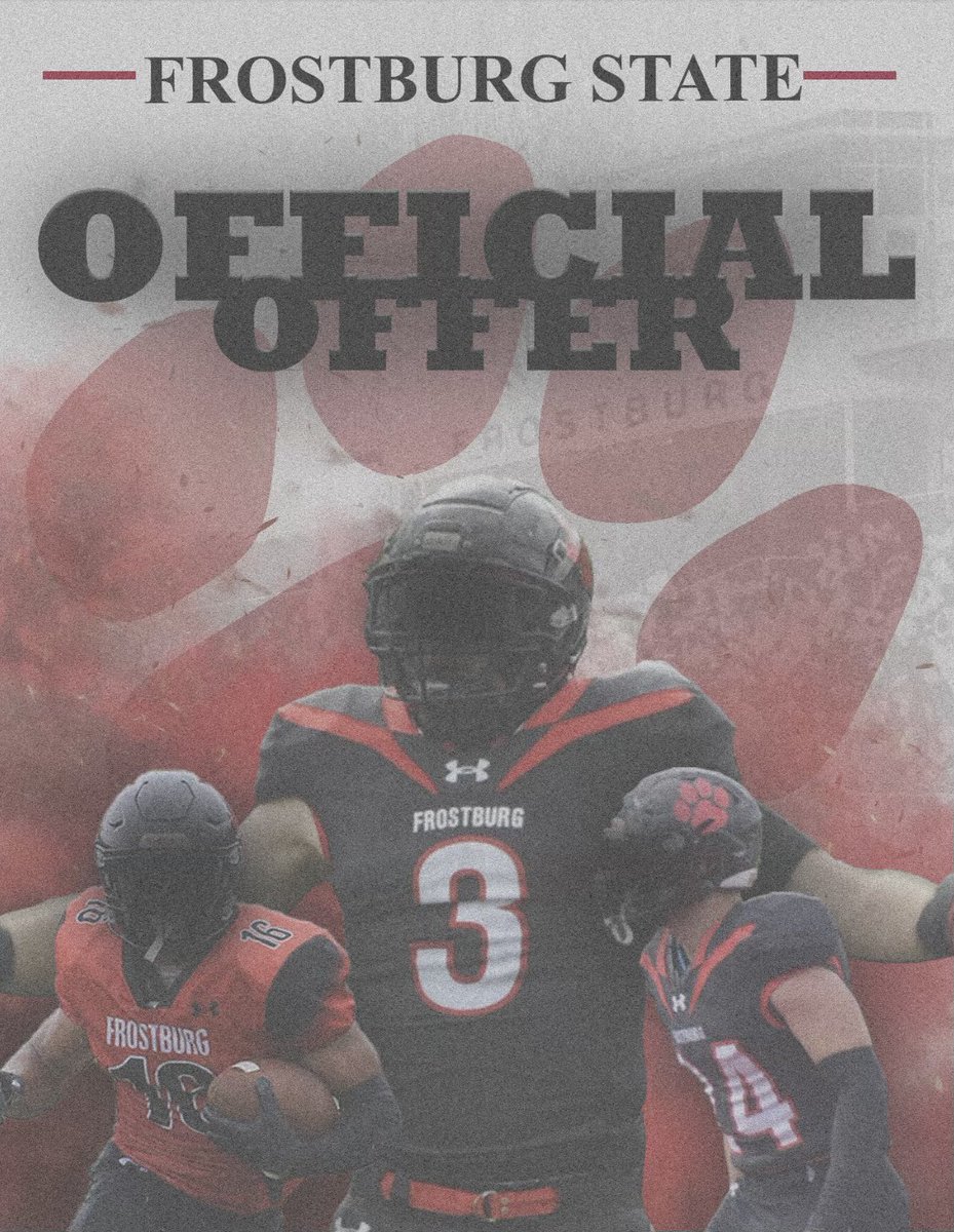 Thank you to <a href="/FrostburgFB/">Frostburg Football</a> for being my first offer! <a href="/coach_ewags/">Eric Wagoner</a> @CoachWeaverFSU <a href="/CoachPuff_FSU/">Matt Puffenberger</a> @FSUCoachMiller <a href="/CoachRichHolzer/">Rich Holzer</a> <a href="/Coach_Brady/">Aaron Brady</a> <a href="/NPCoachZim/">Donnie Zimmerman</a>