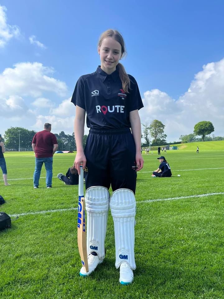 AndyRooke5's tweet photo. Iris had her debut for North Wales today. Solid batting, maiden wicket over. Smashed it. 🏏💥💪 https://t.co/M8wwykiqkz
