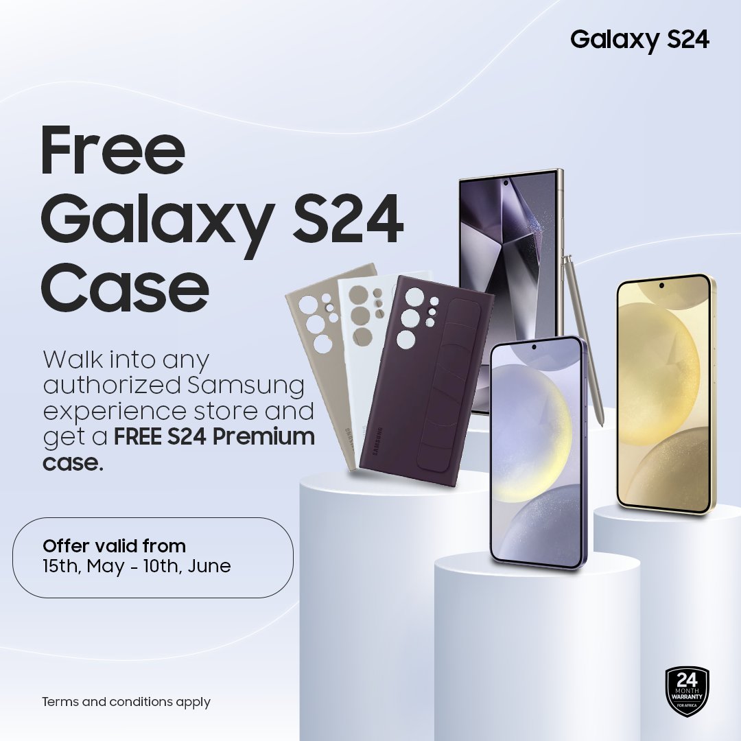 Do you own a Galaxy 24 series? Walk into any Authorized Samsung Experience Store nationwide and get a FREE S24 premium case. This offer is open to all Samsung S24 series users only. Offer valid from 15th, May - 10th, June. Terms and conditions apply.