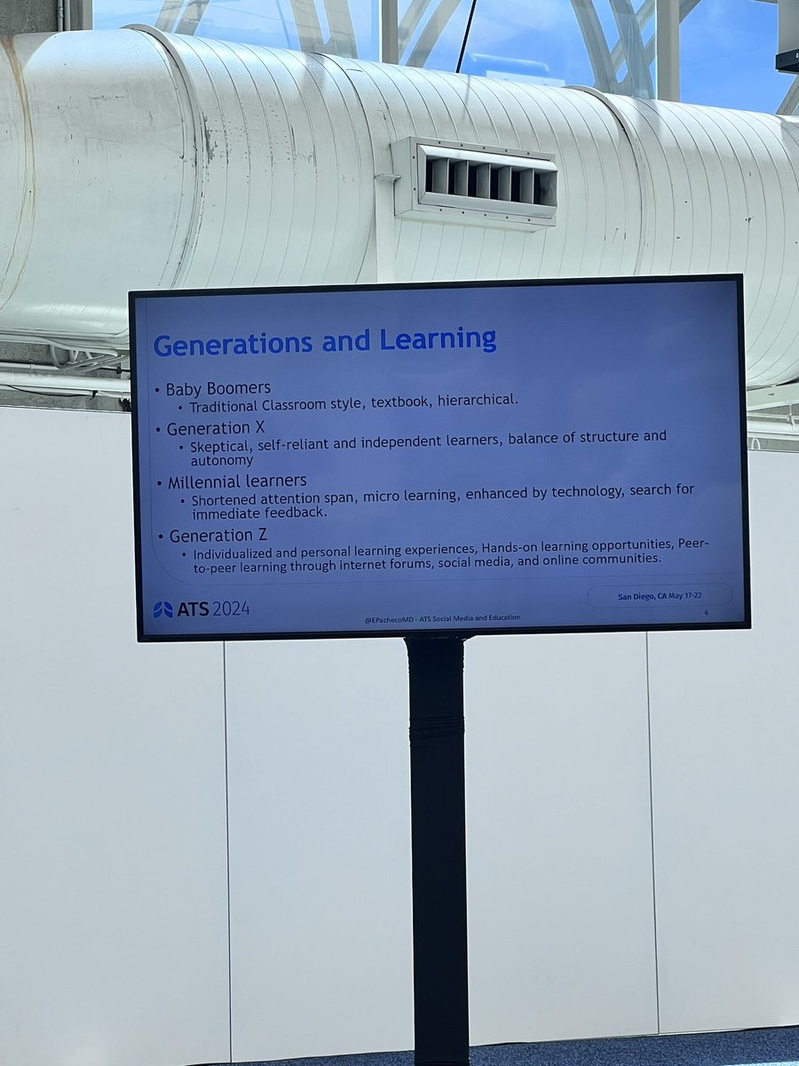 Last talk of the forum: ‘what to do now with social media - how to use social media to teach?’
<a href="/EPachecoMD/">Enrique Pacheco MD</a> 

#ATS2024 <a href="/APCCMPD/">APCCMPD</a> <a href="/ATSMedEd/">ATS Section on #MedEd</a>