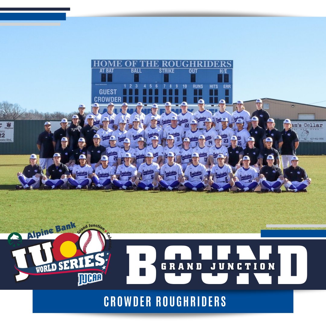 🏇The Roughriders are moving 🔛 to Grand Junction, CO!

Crowder wins the South Central District to earn a spot in the 2024 #NJCAABaseball DI World Series.

njcaa.org/sports/bsb/202…