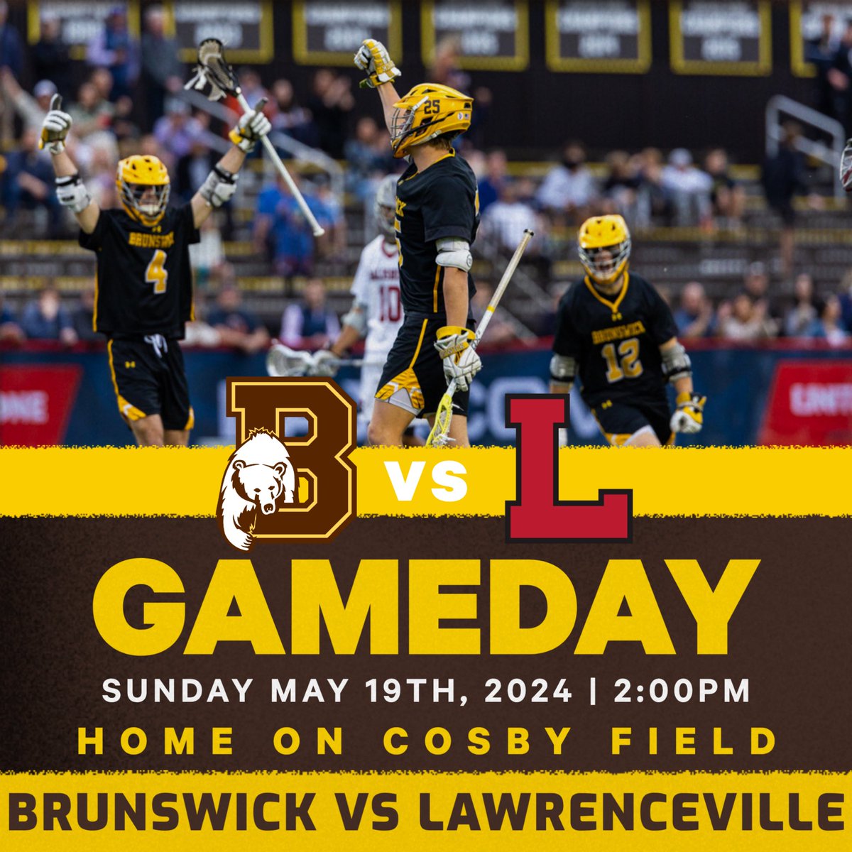Prep Nationals Championship Game. Join us tomorrow at 2pm on Cosby Field to watch us battle vs Lawrenceville in the Finals 🐻🥍✊ #WickLax @lvilleblacrosse
