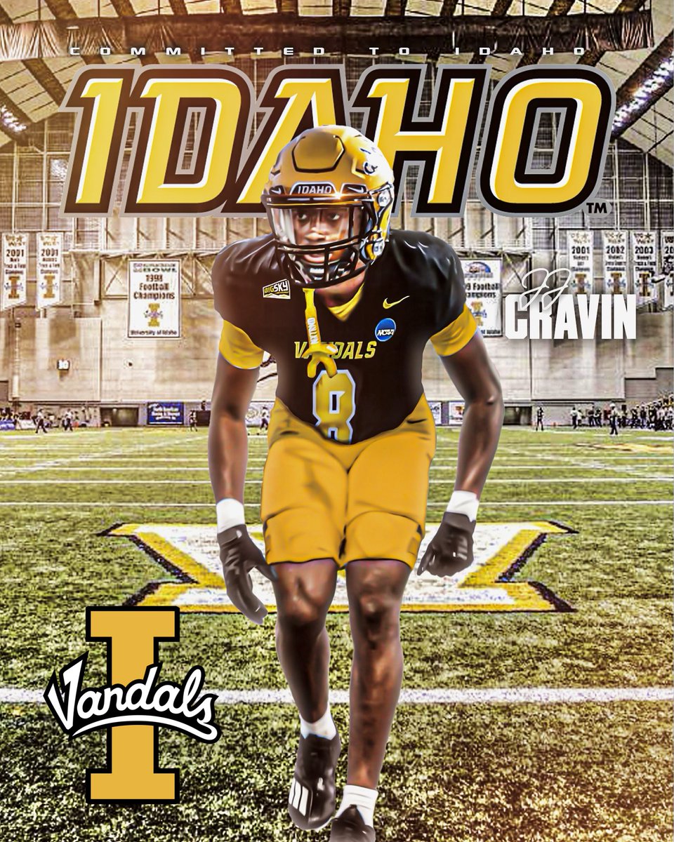 JJ Cravin Jr (@cravinjr_) on Twitter photo I will be committing to The University Of Idaho!! Idaho is Home💛🖤They have showed nothing but love since day one. V’s⬆️✌🏽God is Great! <a href="/Coach_Eck/">Jason Eck</a> <a href="/franks_coach/">Stanley Franks Jr</a> <a href="/CoachDtjackson/">Dan Jackson</a>
<a href="/Coach_Ramer/">Coach Ramer</a> <a href="/VandalFootball/">Idaho Football</a> <a href="/GregBiggins/">Greg Biggins</a> <a href="/alecsimpson5/">Alec Simpson</a> <a href="/BrandonHuffman/">Brandon Huffman</a> <a href="/adamgorney/">Adam Gorney</a> @On3Recruits I will be committing to The University Of Idaho!! Idaho is Home💛🖤They have showed nothing but love since day one. V’s⬆️✌🏽God is Great! <a href="/Coach_Eck/">Jason Eck</a> <a href="/franks_coach/">Stanley Franks Jr</a> <a href="/CoachDtjackson/">Dan Jackson</a>
<a href="/Coach_Ramer/">Coach Ramer</a> <a href="/VandalFootball/">Idaho Football</a> <a href="/GregBiggins/">Greg Biggins</a> <a href="/alecsimpson5/">Alec Simpson</a> <a href="/BrandonHuffman/">Brandon Huffman</a> <a href="/adamgorney/">Adam Gorney</a> @On3Recruits