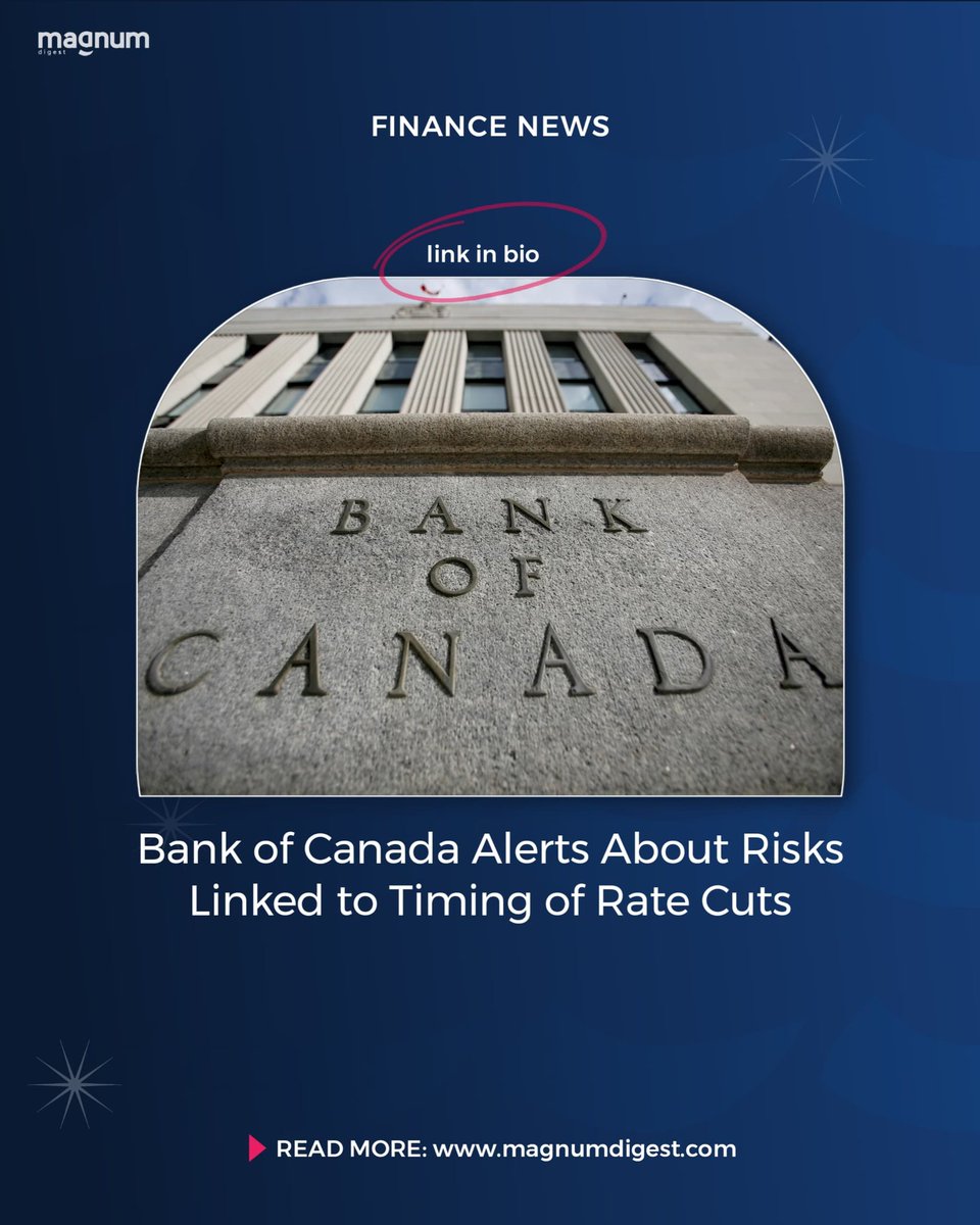The Bank of Canada's latest: Timing of rate cuts could spell trouble if not done right.
Read more👇:
magnumdigest.com/bank-of-canada…

#MonetaryPolicy #InterestRates #EconomicNews #BankingAlert #MagnumDigest