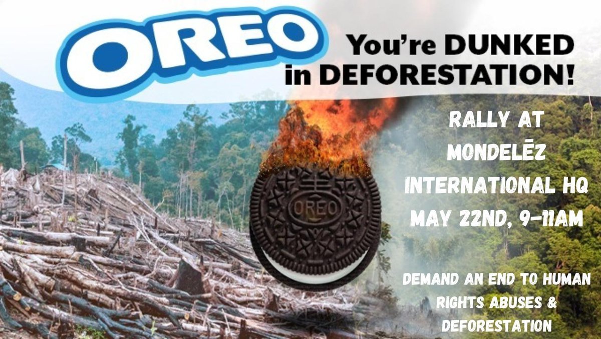 CHICAGO: Join us next Thursday to hold snack giant @MDLZ accountable for their role in deforestation and human rights abuses. Mondelēz preaches about 'snacking right' but they need to act right before we snack right! Cut ties with Conflict Palm Oil suppliers! #chicago #activism