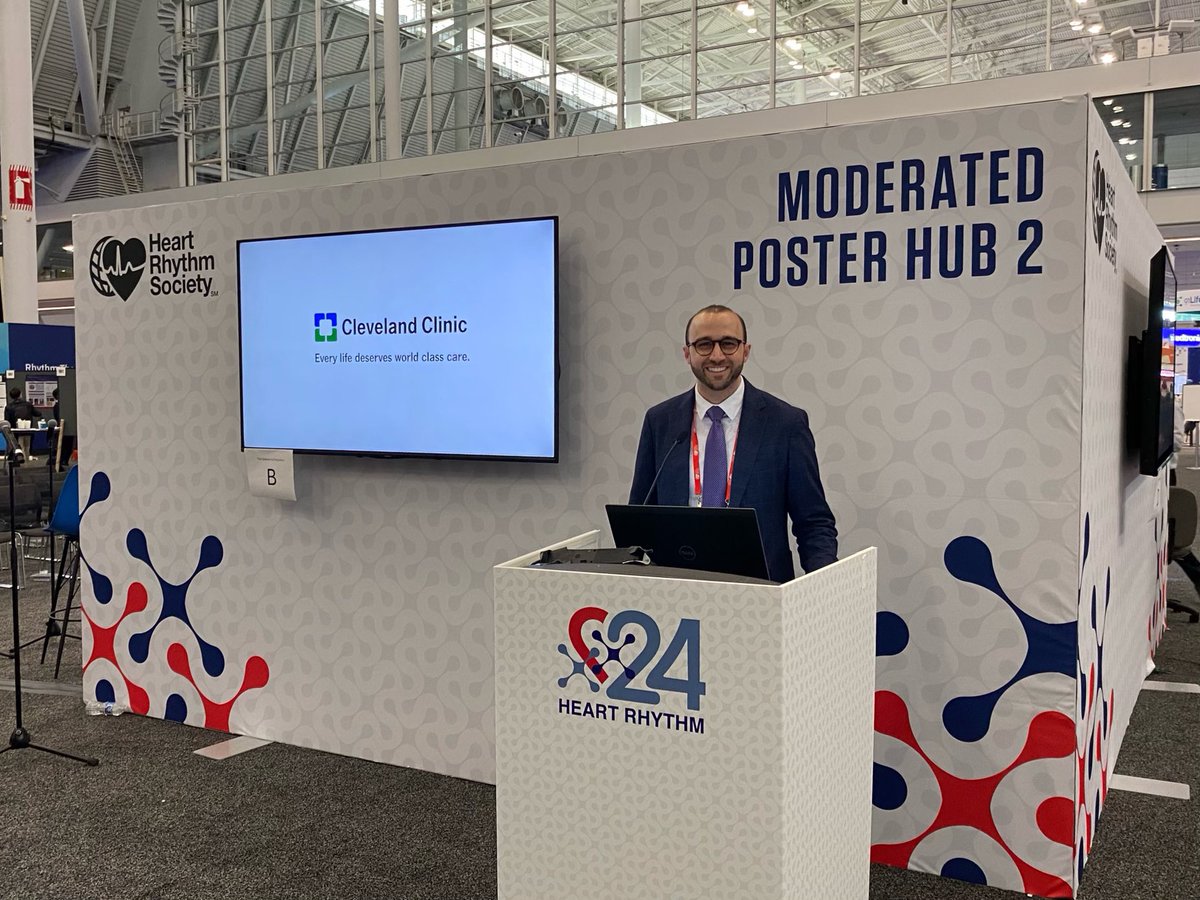 Chief fellow and future EP @AAbboudMD presenting an intriguing educational case of refractory VT terminated through retrograde coronary venous alcohol ablation! #HRS2024 #CCFCardsFam