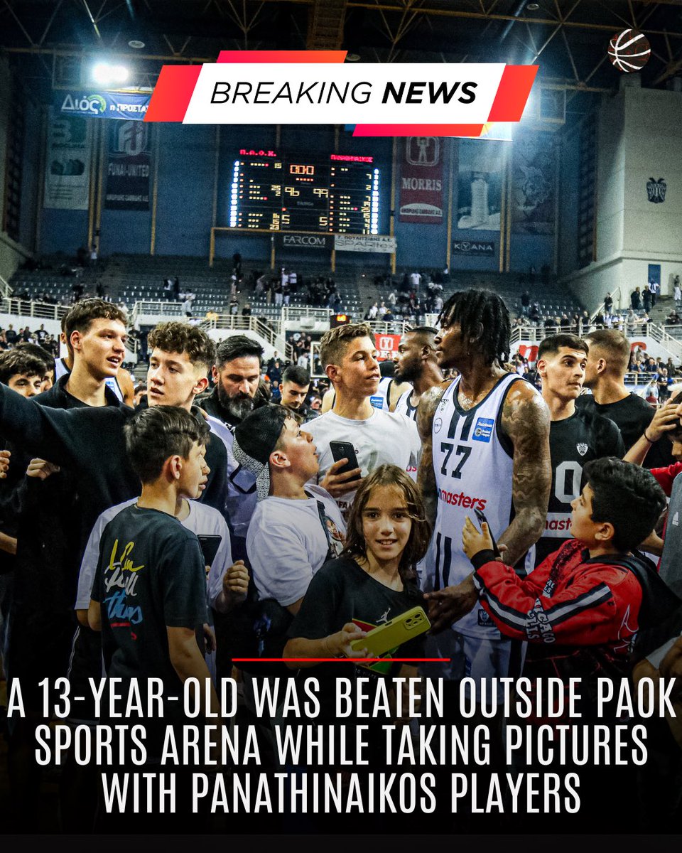 🚨Many children were waiting for autographs and photos of players from both teams. When one of them, aged 13, was noticed taking pictures with Panathinaikos players, he was punched in the face.

#basketballmaniacs #paobc #paobcgr #paokbc