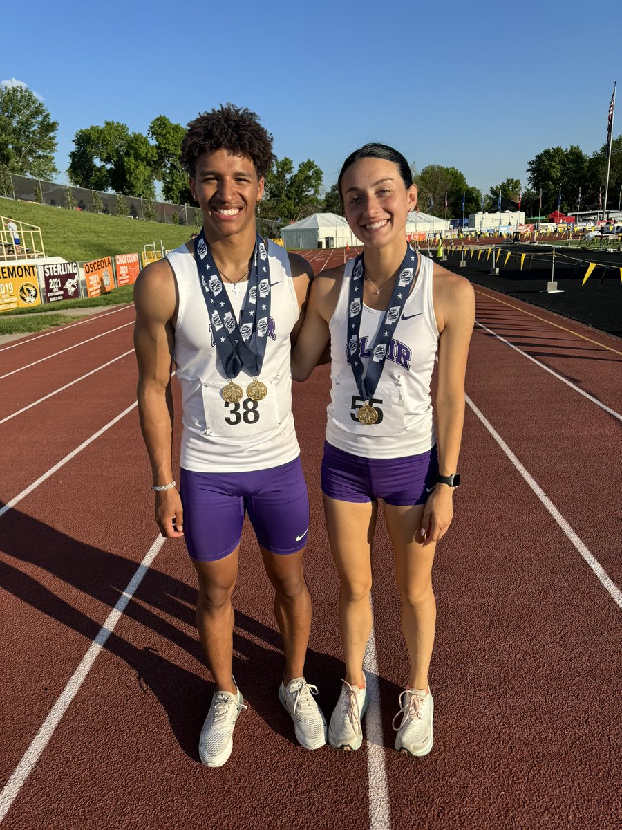Here are your All-Class GOLD MEDAL CHAMPIONS!!

Ethan - 100 Meter Dash

Reece - 1600 Meter Run

Both of these two had amazing careers as #BlairBears and to finish as the BEST in All Nebraska is very special!!

Congrats @baessler_ethan & Reece!!
PROUD!!

@BHSBlair @EntPubSports