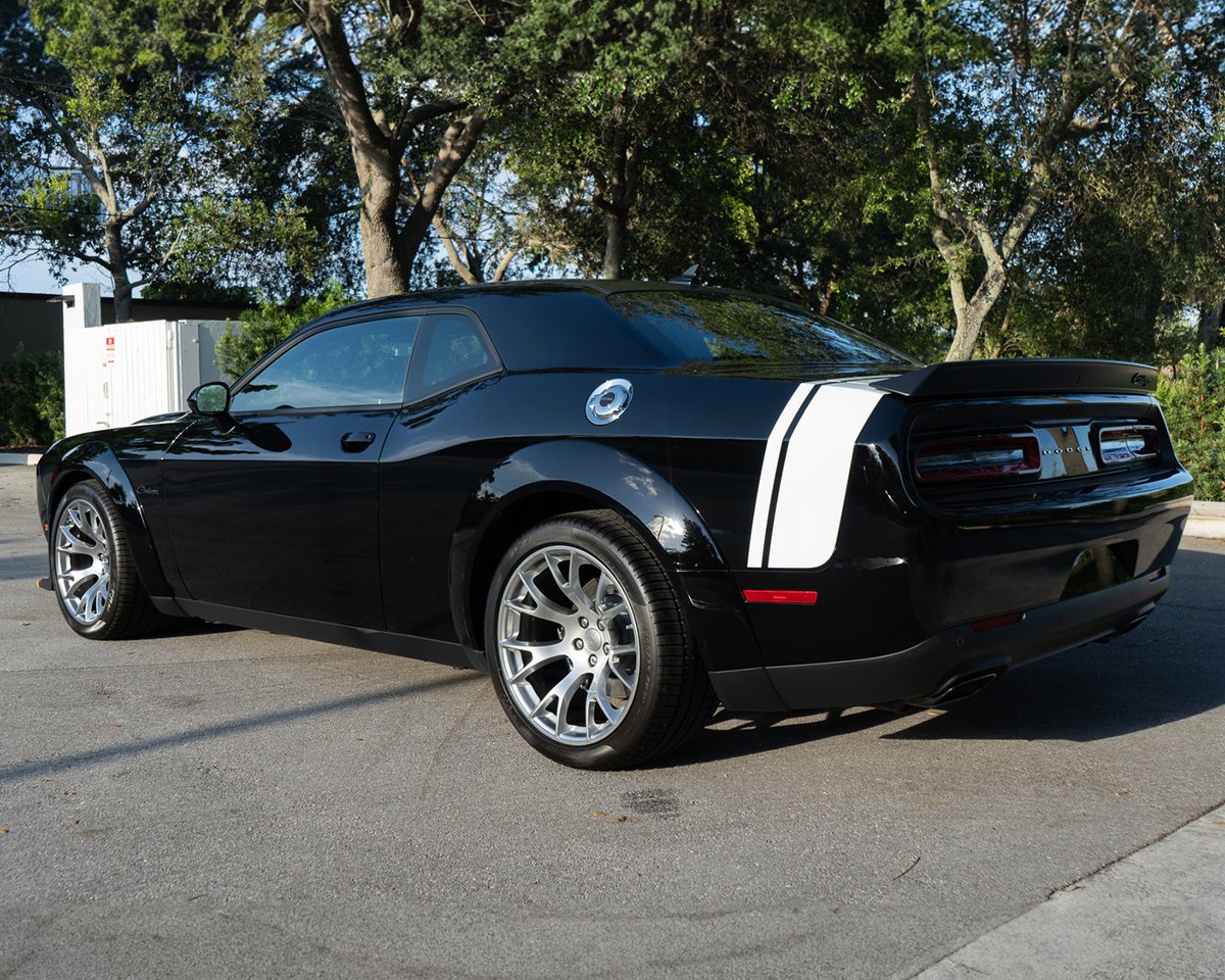 Palm Beach was the Last Call for this Black Ghost! This 2023 @Dodge #Challenger SRT #Hellcat Last Call #BlackGhost Edition is powered by a #supercharged 6.2-liter #HEMI #V8. With only 29 miles, it roared off to its new home for $150,700. Learn more: bit.ly/PB24TW-2023Dod…