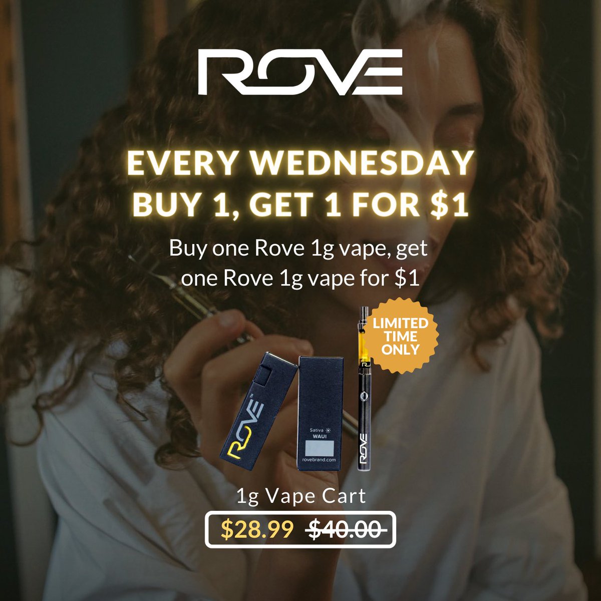 Why limit yourself? With our Rove Buy One, Get One for $1 deal, you can enjoy more of what you love without breaking the bank!🤩🍯 #Rove #cannabisdeals #BOGO