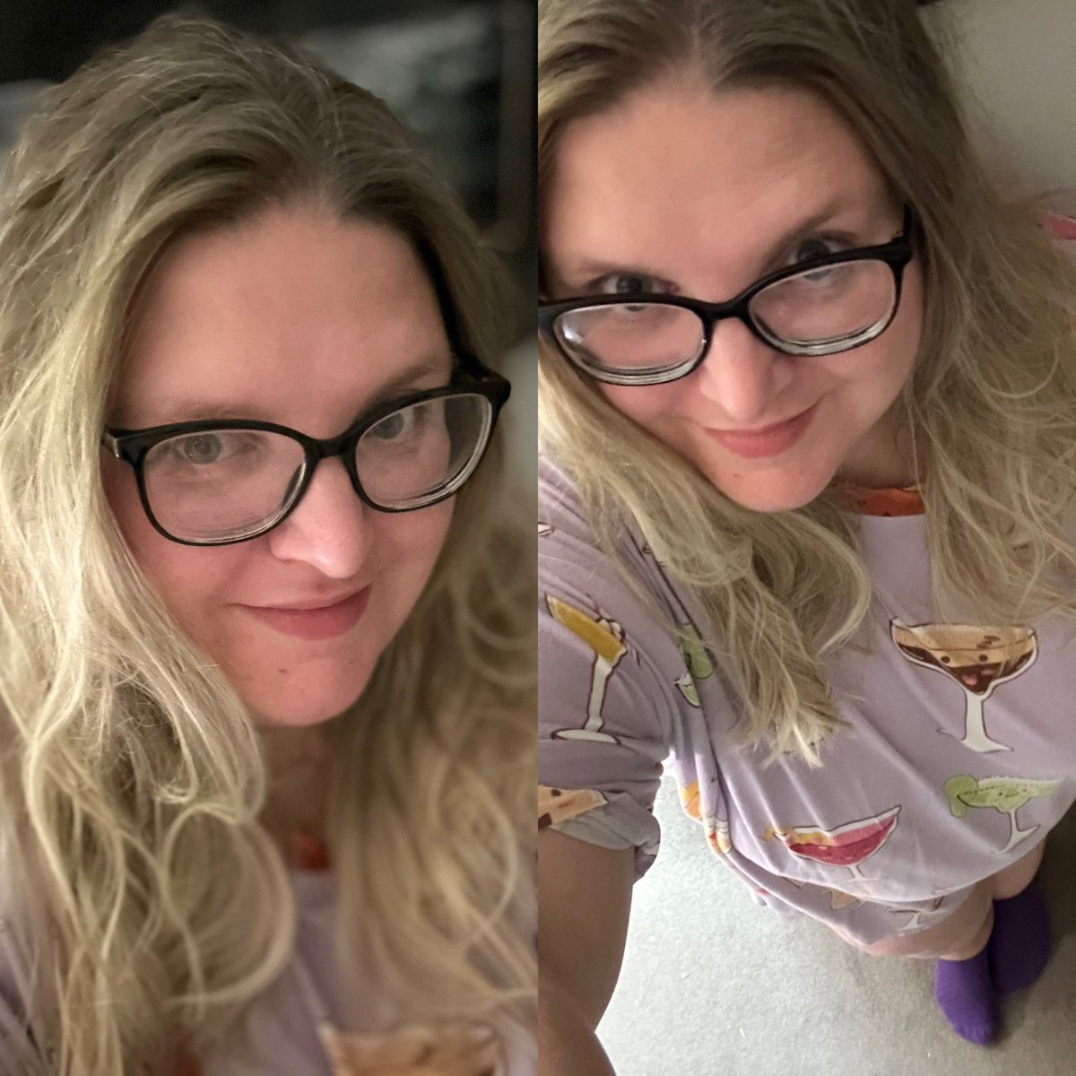 sometimeredhead's tweet photo. Fashion Status Update - 17/05/24
📱3586📱
Outfit: Oodie cocktail print sleep tee and purple socks.
Accessories: Specsavers Entry05 frames.
Cosmetics: pink glitter salon nails.
Hair: loose and tousled.
#psootd #ootd #wearethethey #effyourbodystandards https://t.co/TVPuAW5KTY
