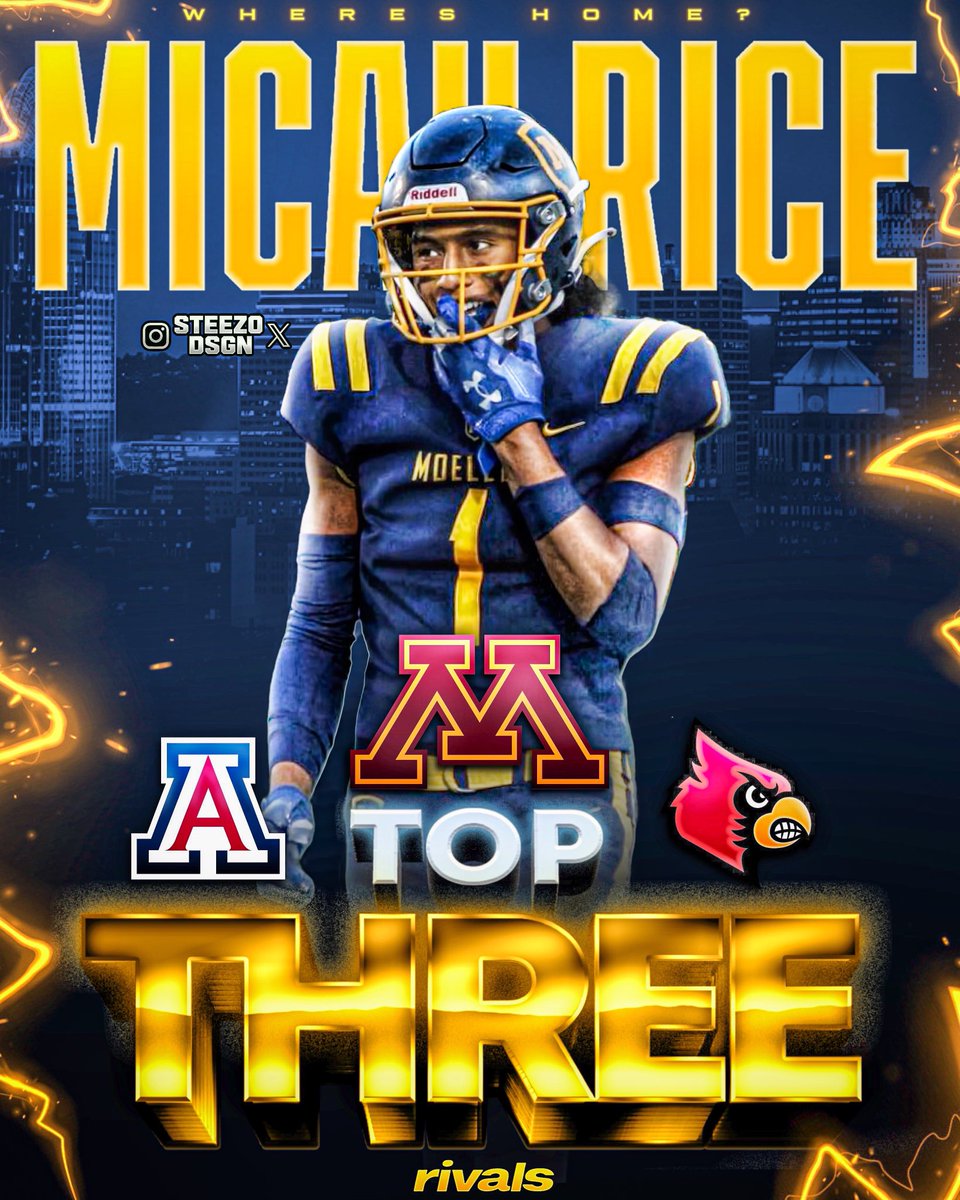 BREAKING: CO/25 3 ⭐️ Safety Micah Rice has cut his list down to 3️⃣ schools‼️ - Rice is seen as one of the more underrated recruits in the nation as last season he total 54 TKL’s, 3 INT’s and no touchdowns allowed with Archbishop Moeller HS. - Let him know what’s the move?! 🤔⬇️