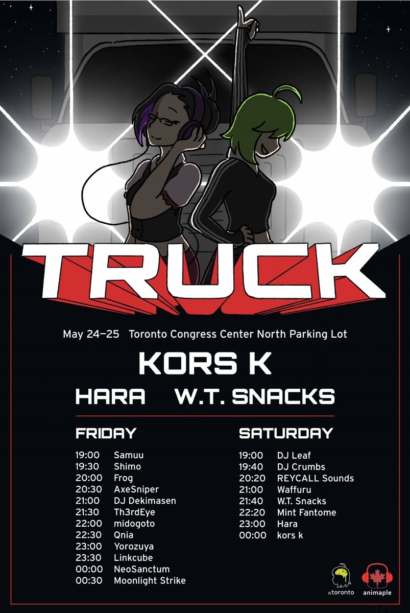 DJ_Leaf's tweet photo. May 24-25, the Anime North Truck Rave returns!!!!
With special guests:
@S2TB_korsk 
@haraqlo 
@MidnightSnacks 
@MintFantome,
along with many very talented DJs!!!
Hope to see you there at this once in a lifetime show!!! 🔥🔥🔥 https://t.co/2PtoRehQJt