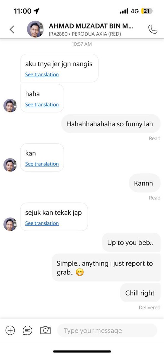 <a href="/GrabMY/">Grab Malaysia</a> So .. saya rasa tindakan yg wajar adalah utk padam ciapan yg ada gambar keluarganya dan ini adalah tangkap layar perbualan. Harap sangat pihak <a href="/GrabMY/">Grab Malaysia</a> mengambil tindakan yg sewajarnya.