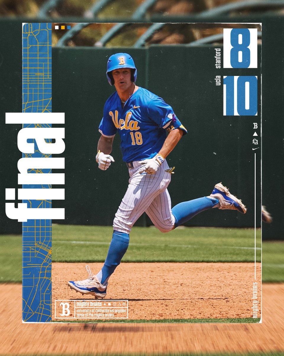 🧹 FINAL: UCLA 10, Stanford 8 🧹 Got the sweep to end the season! The seniors got it done today, combining for 7 RBIs, while freshmen Roch Cholowsky and Dean West each reached base four times. #GoBruins