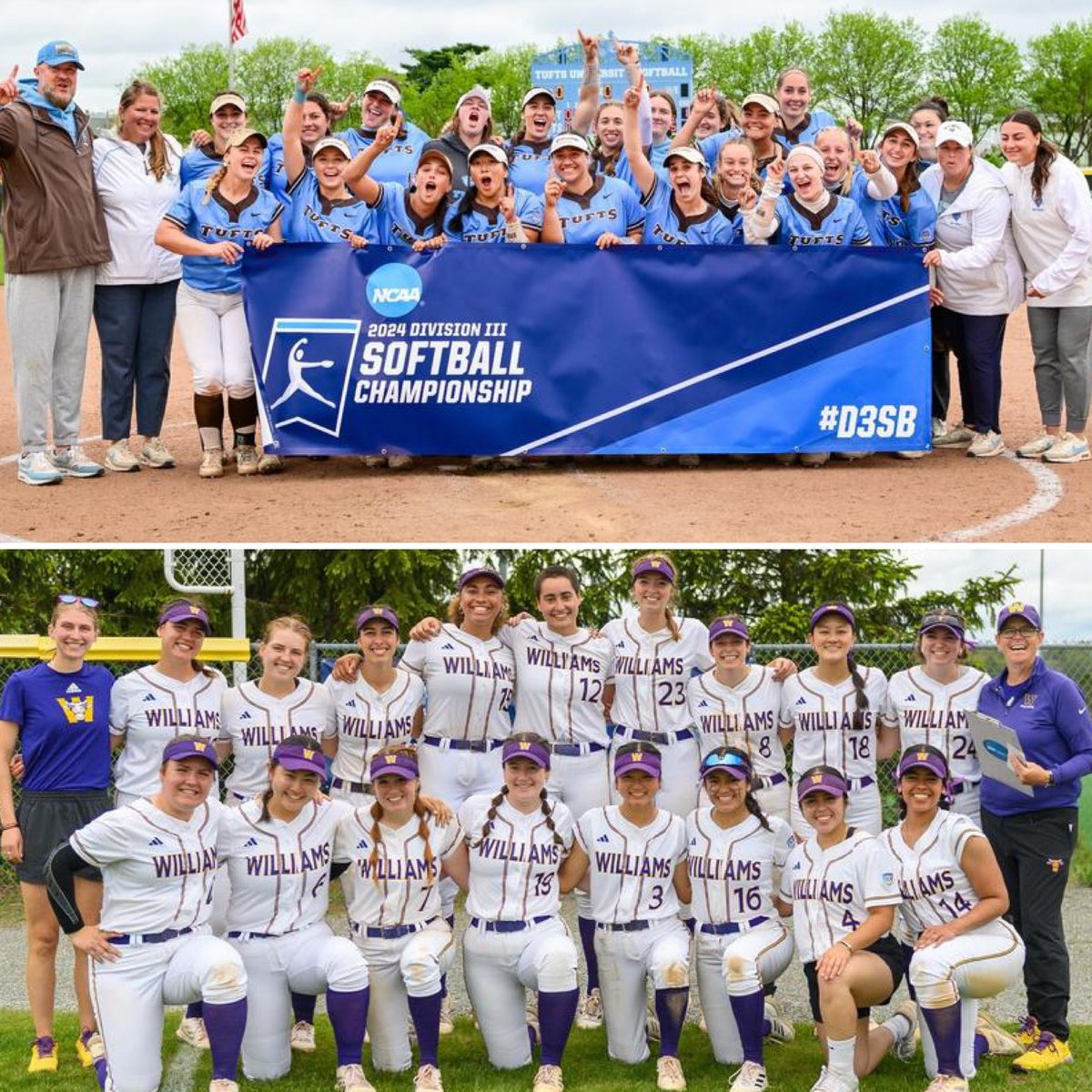 🥎🏆NCAA Softball Super Regionals x2 ➡️@TuftsJumbos beats Rochester twice, 15-1 & 3-2, to advance to the Super Regionals ➡️@EphSports caps off unbeaten regional with 4-0 win over host Husson to advance to the Super Regionals Details > nescac.com/news/2024/5/18…