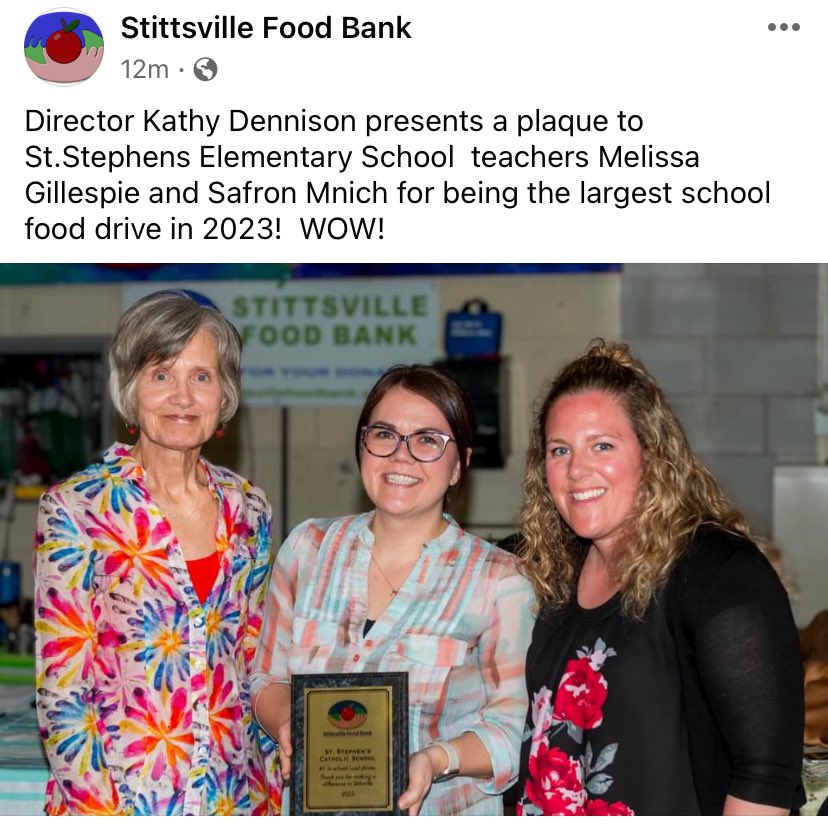 So proud to be a part of such a wonderful and giving community🥰 @StStephenOCSB @stittsvillefood #ocsb #ocsbBeCommunity @MrsMnich